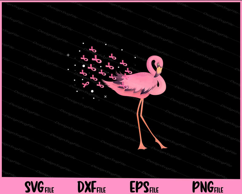 Cool Flamingo Pink Ribbons Support Breast Cancer svg