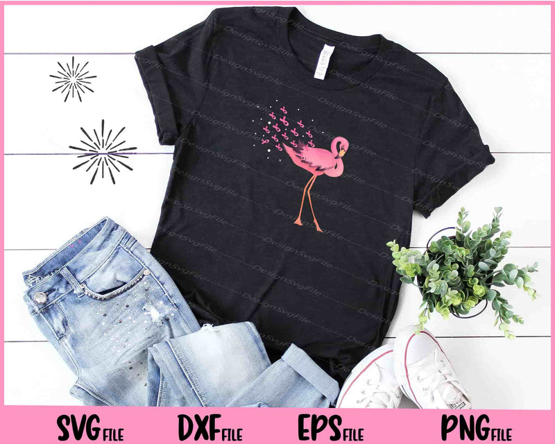 Cool Flamingo Pink Ribbons Support Breast Cancer t shirt