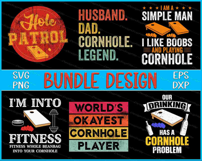 Cornhole Bundle SVG, Cornhole Player PNG