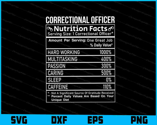 Correctional Officer SVG, Nutritional Facts Shirt