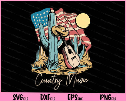 Country Music And American Flag Vintage Guitar Svg Cutting Printable Files  - Premium Cutting Files in SVG, PNG & EPS Formats - Premium SVG Cutting Files for Crafts