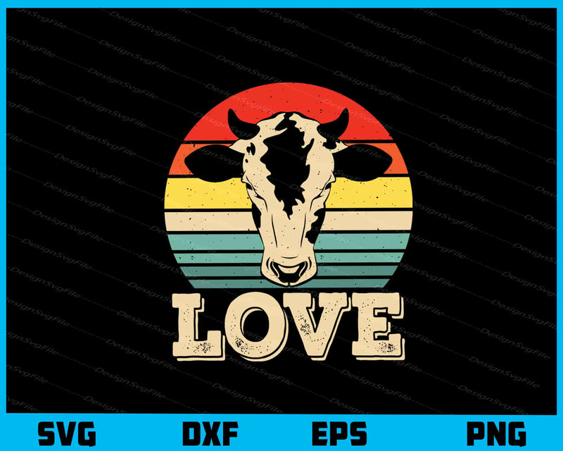 Cow Love Vintage Retro svg