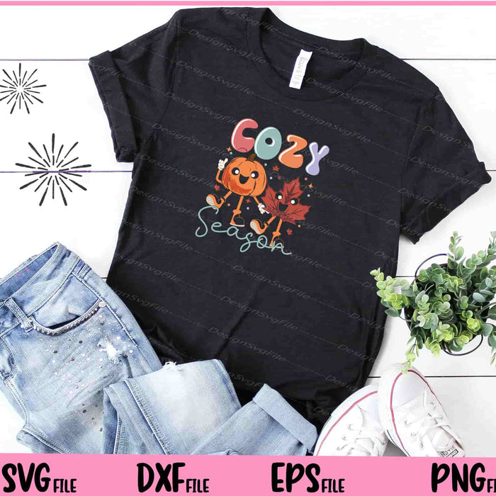 Cozy Season Retro Autumn pumpkin Svg Cutting Printable Files  - Premium Cutting Files in SVG, PNG & EPS Formats - Premium SVG Cutting Files for Crafts