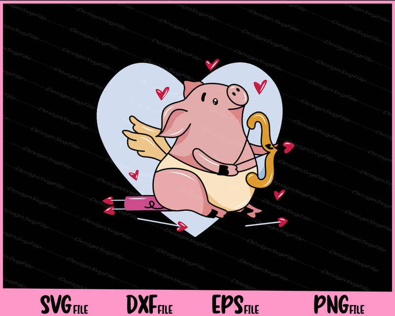 Cupid Pig Love Svg Cutting Printable Files  - Premium Cutting Files in SVG, PNG & EPS Formats - Premium SVG Cutting Files for Crafts