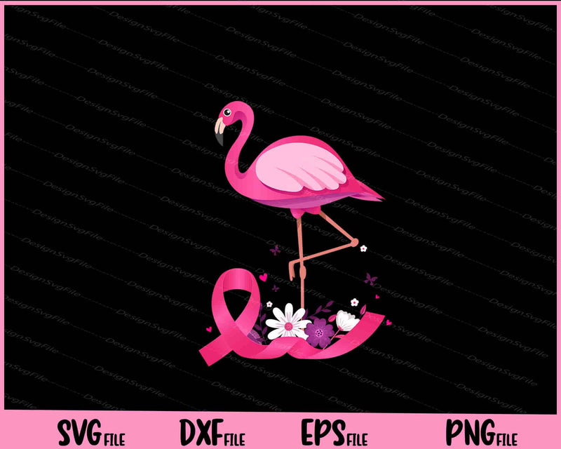 Cute Flamingo Pink Ribbon Breast Cancer svg