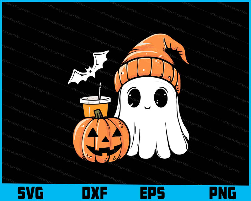 Cute Ghost Coffee Pumpkin Halloween