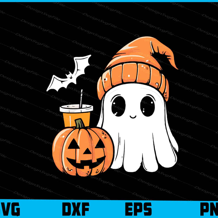 Cute Ghost Coffee Pumpkin Halloween