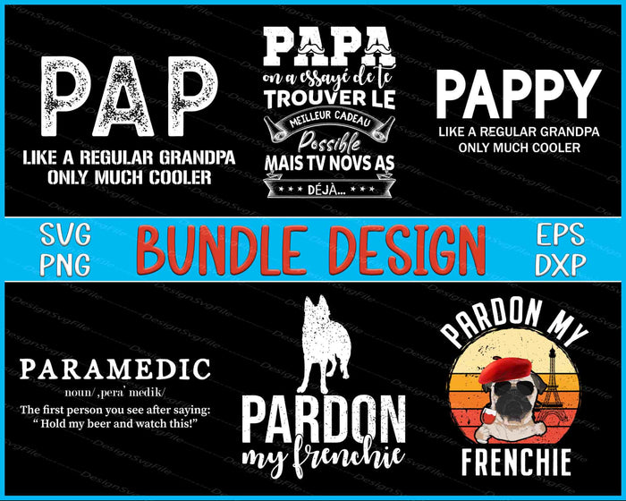 Dad Bundle SVG, Grandpa PNG Bundle Dog Gift