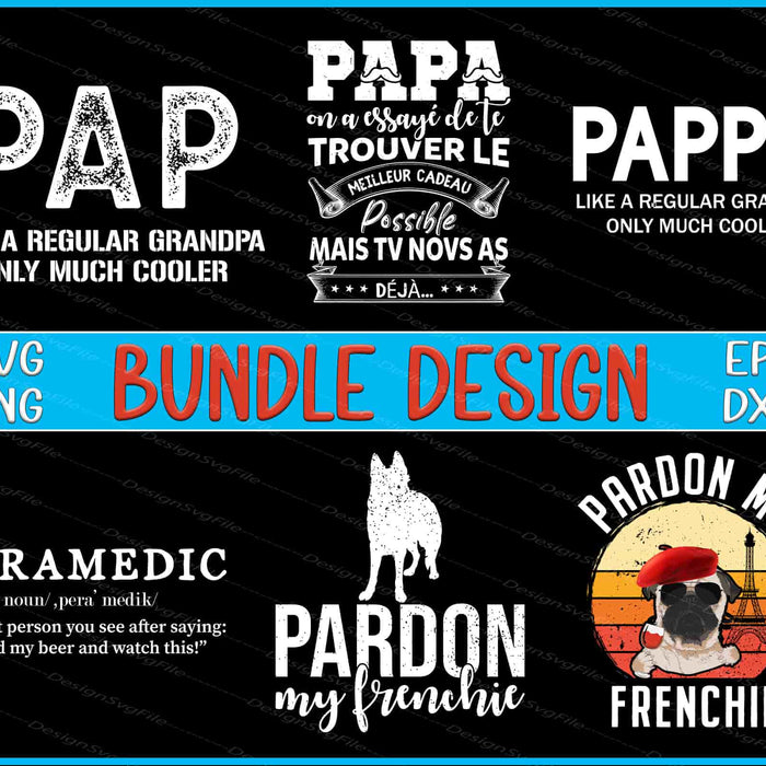 Dad Bundle SVG, Grandpa PNG Bundle Dog Gift