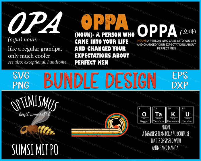 Dad Bundle SVG, Japanese Anime PNG Bundle Oppa Korean