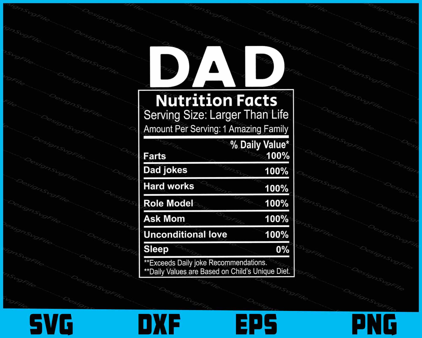 Dad Nutrition Facts SVG PNG File