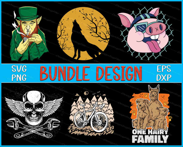 Collection of various graphic designs with text indicating a bundle design.