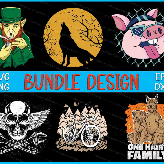 Collection of various graphic designs with text indicating a bundle design.