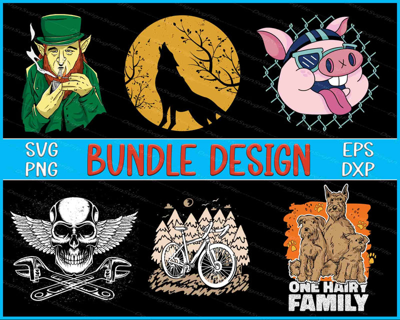 Collection of various graphic designs with text indicating a bundle design.