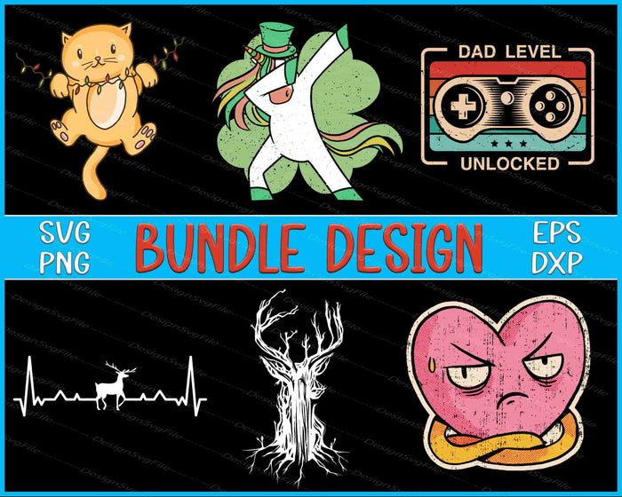 Collection of six cartoon-style illustrations with text overlay on a black background