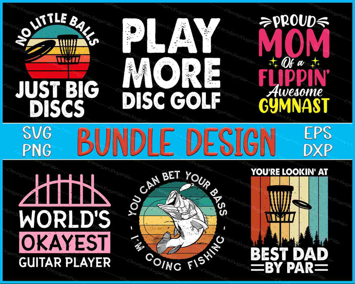 Disc Golf Bundle SVG, Fishing Retro PNG