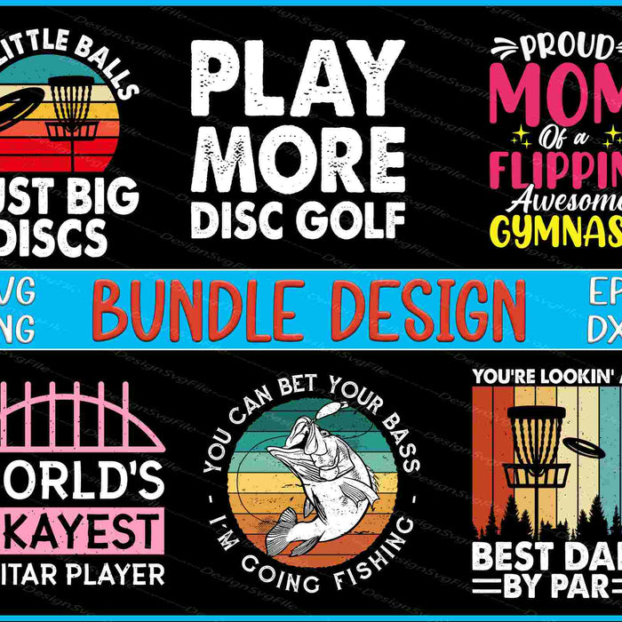 Disc Golf Bundle SVG, Fishing Retro PNG
