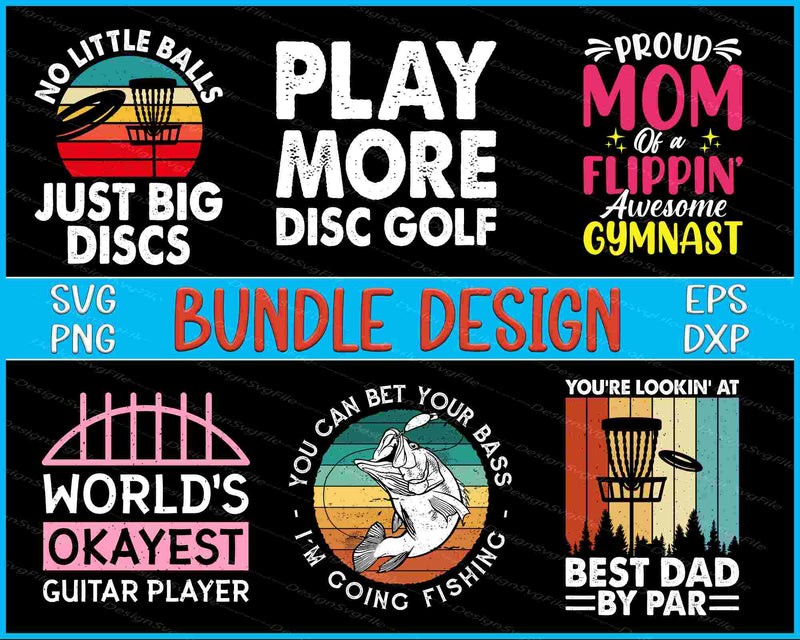 Disc Golf Bundle SVG, Fishing Retro PNG