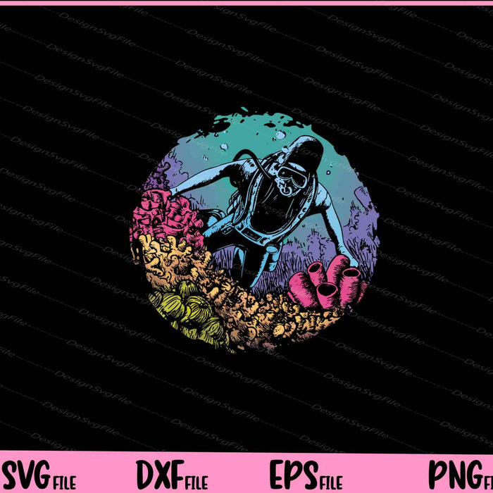 Diver Underwater In Coral Reef Svg Cutting Printable Files  - Premium Cutting Files in SVG, PNG & EPS Formats - Premium SVG Cutting Files for Crafts