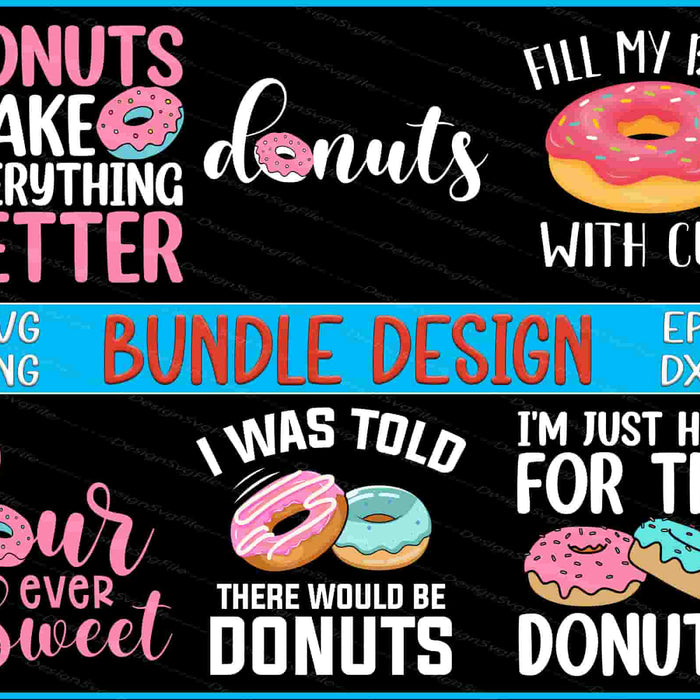 Collection of donut-themed sayings and graphics with a bundle design label.