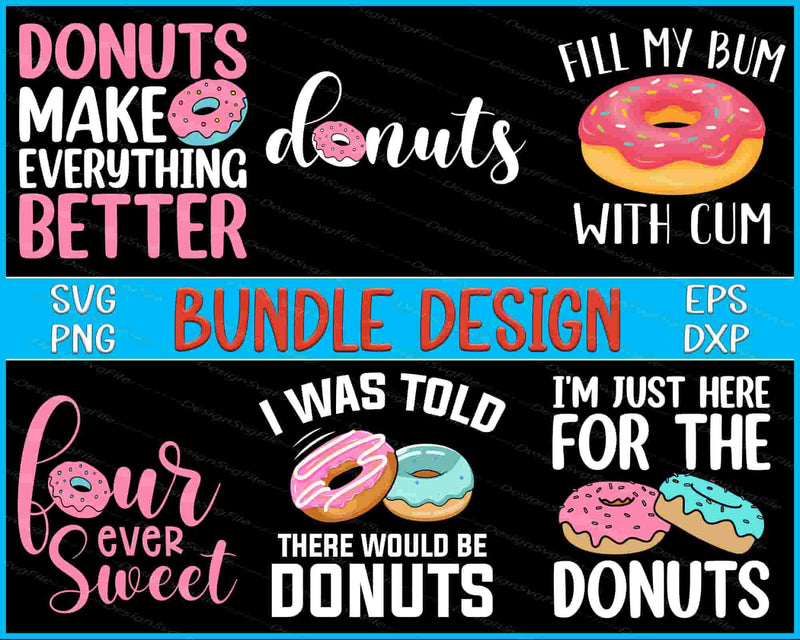 Collection of donut-themed sayings and graphics with a bundle design label.