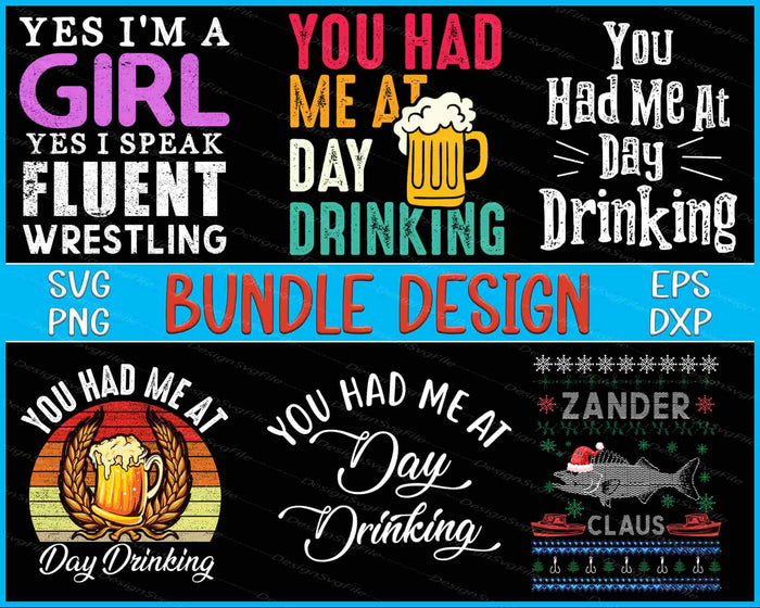 Collection of humorous text designs with graphics on a black background