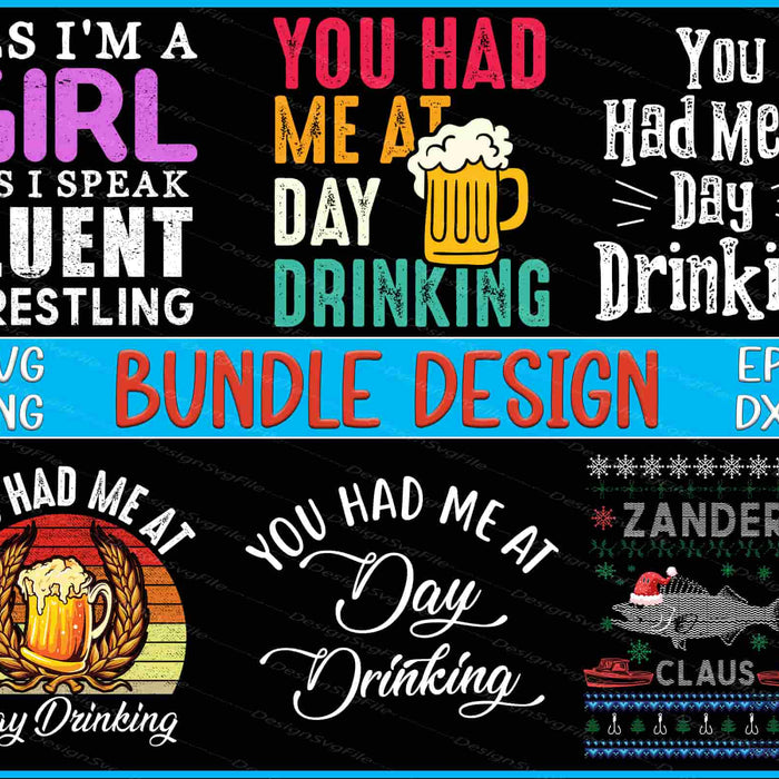 Collection of humorous text designs with graphics on a black background