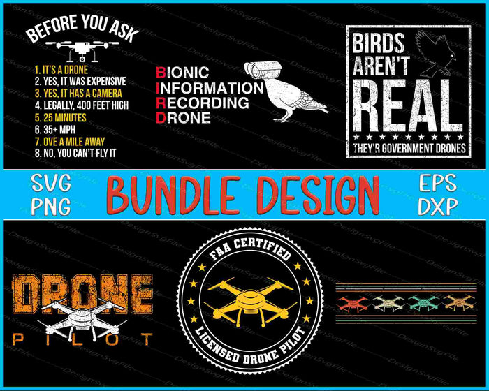 Drone Bundle SVG, Pilot PNG
