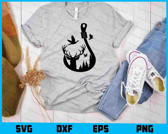 Duck, Deer and Hook SVG, Hunting and Fishing PNG