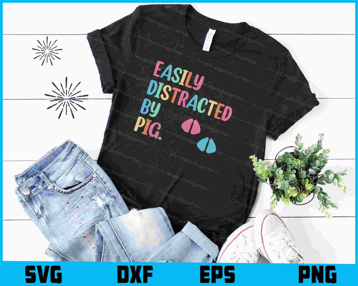 Easily Distracted By Pig SVG, Animals PNG