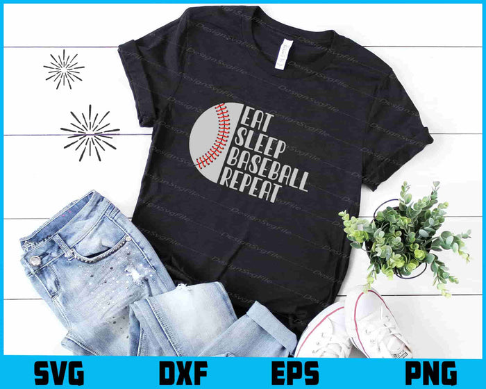 Eat Sleep Baseball Repeat SVG, Baseball Player PNG