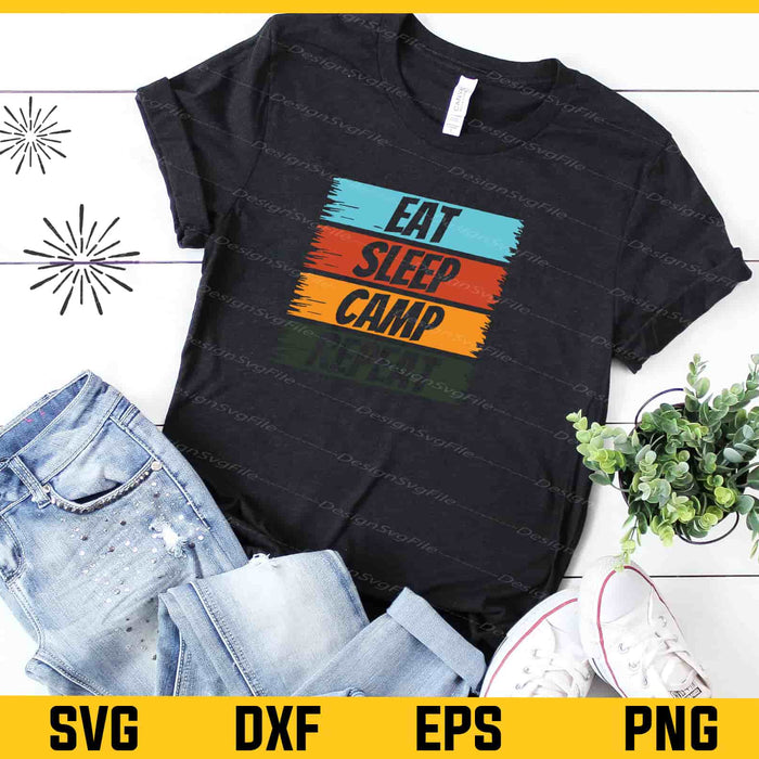 Eat Sleep Camping Repeat Svg Cutting Printable File  - Premium Cutting Files in SVG, PNG & EPS Formats - Premium SVG Cutting Files for Crafts