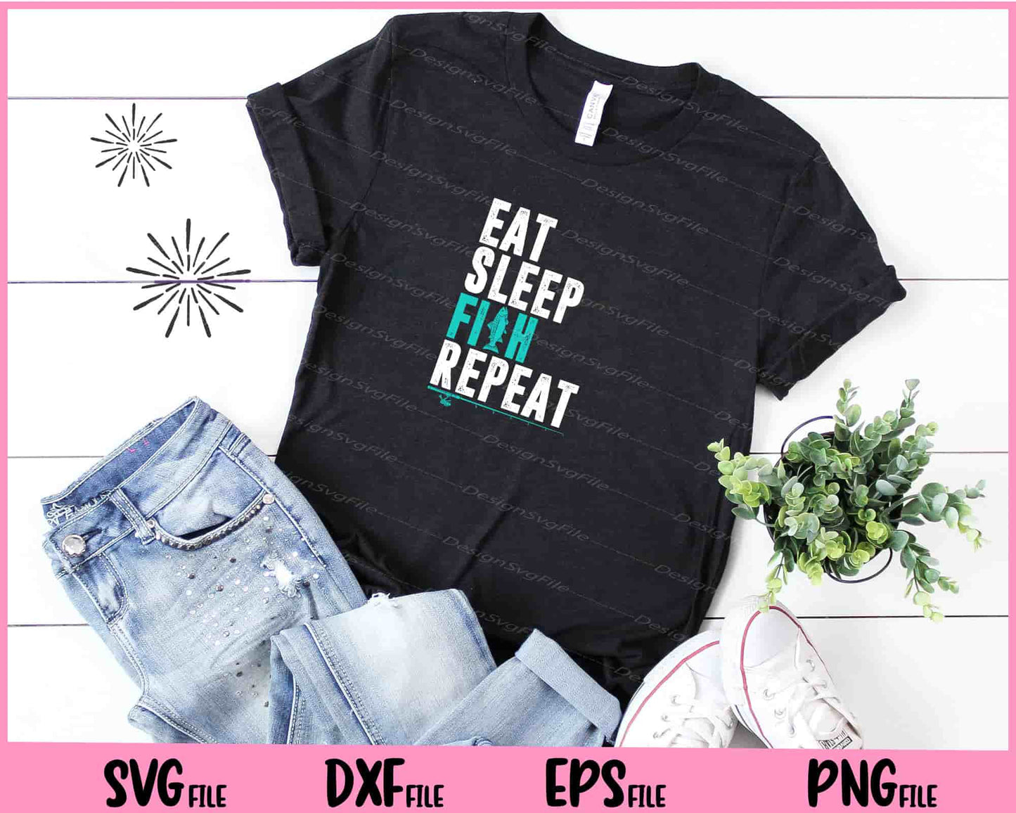 Eat Sleep Fish Repeat Kids Fishing Svg Cutting Printable Files  - Premium Cutting Files in SVG, PNG & EPS Formats - Premium SVG Cutting Files for Crafts