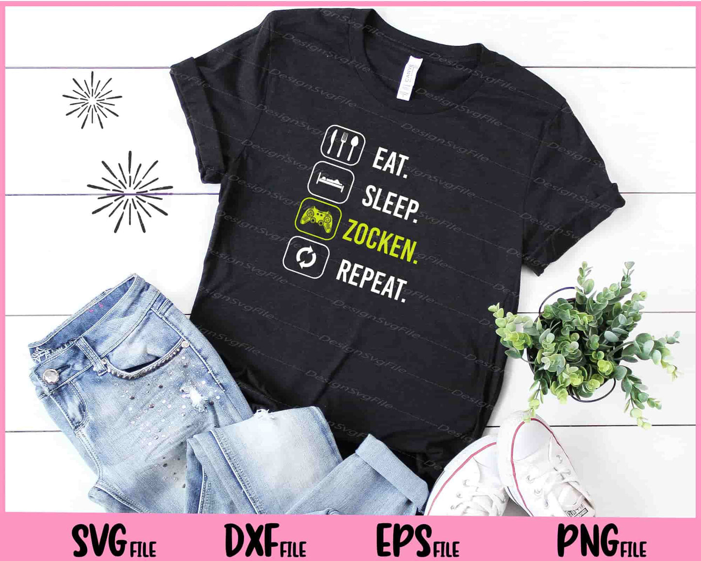 Eat sleep zocken repeat Svg Cutting Printable Files  - Premium Cutting Files in SVG, PNG & EPS Formats - Premium SVG Cutting Files for Crafts