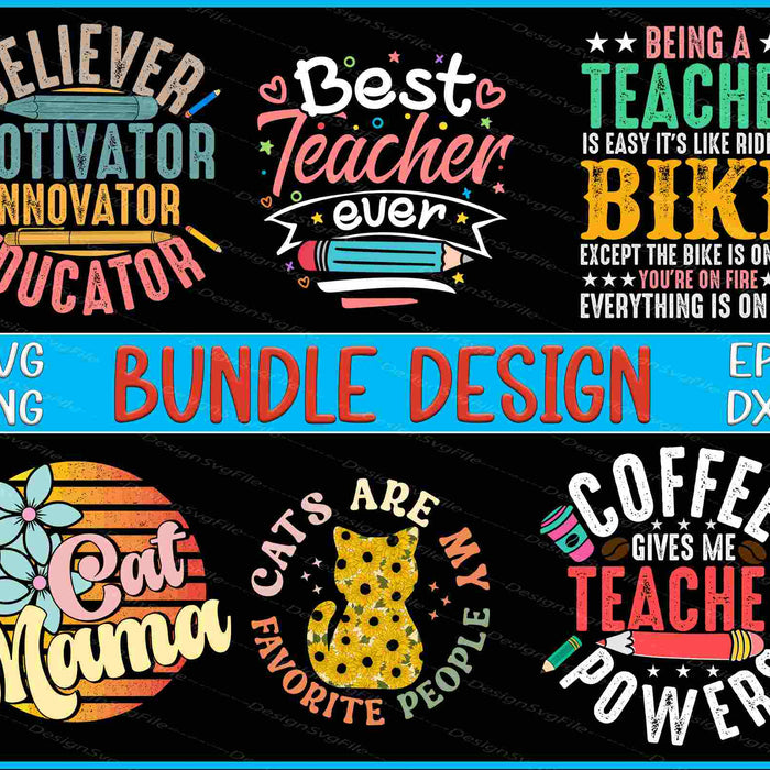 Educator Bundle SVG, Cat Mama PNG