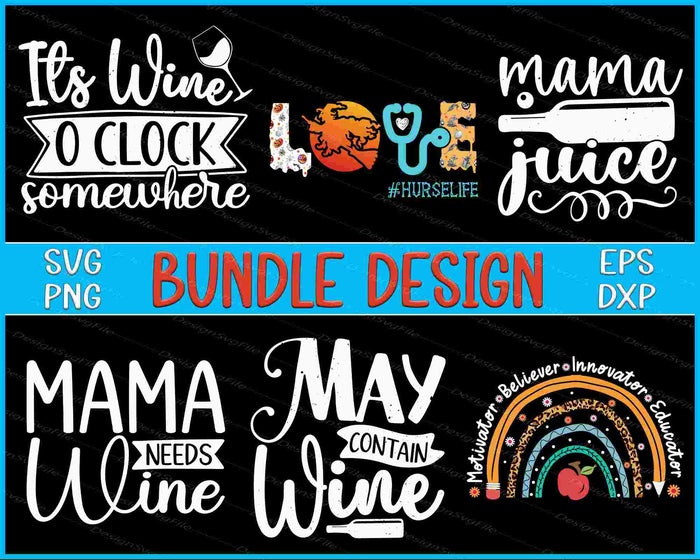 Educator Bundle SVG, Wine PNG