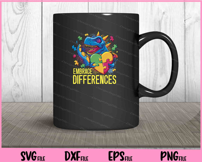 Embrace Differences Dinosaur Puzzle Heart Svg Cutting Printable Files  - Premium Cutting Files in SVG, PNG & EPS Formats - Premium SVG Cutting Files for Crafts