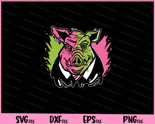Evil Pig Illustration Funny svg