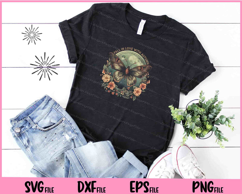 Fall In Love With Autumn Butterfly Flower t shirt