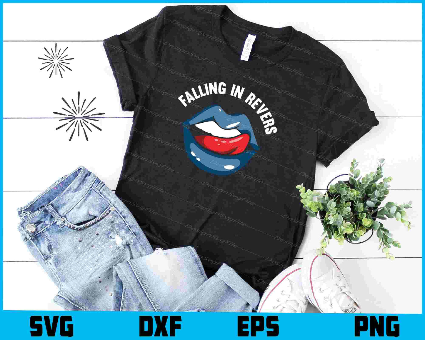 Falling In Reverse Lips SVG PNG Printable File  - Premium Cutting Files in SVG, PNG & EPS Formats - Premium SVG Cutting Files for Crafts