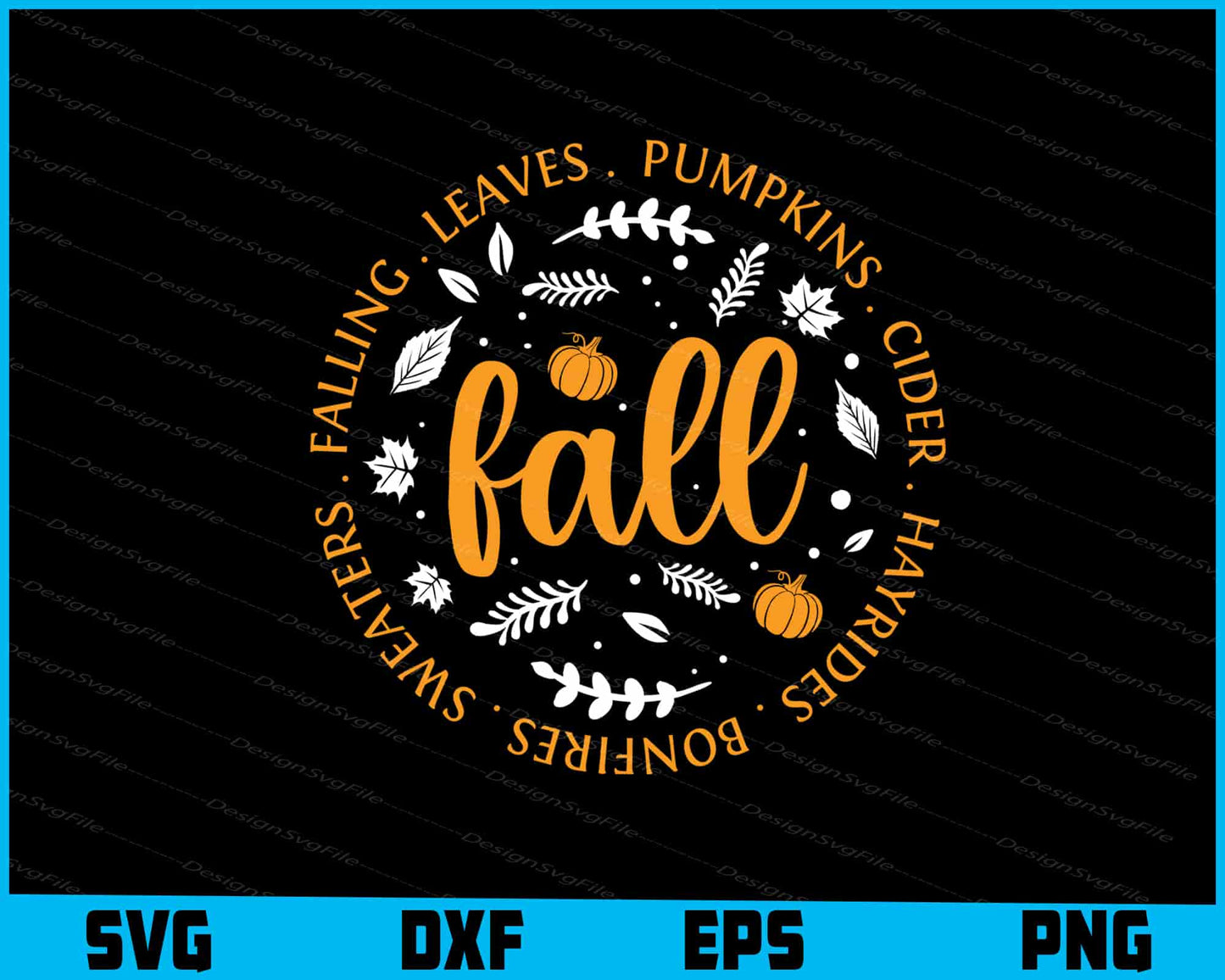 Falling Leaves Pumpkins Cider SVG PNG Digital Sublimation Print File  - Premium Cutting Files in SVG, PNG & EPS Formats - Premium SVG Cutting Files for Crafts