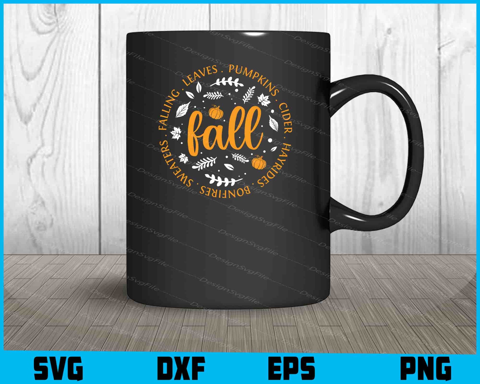 Falling Leaves Pumpkins Cider SVG PNG Digital Sublimation Print File  - Premium Cutting Files in SVG, PNG & EPS Formats - Premium SVG Cutting Files for Crafts