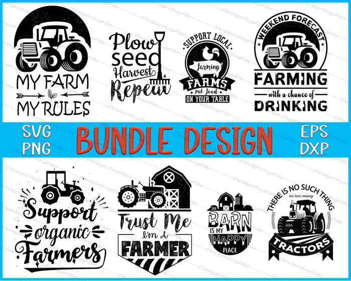 Farm Bundle SVG, Tractors PNG
