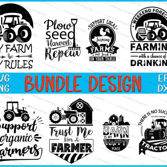 Farm Bundle SVG, Tractors PNG
