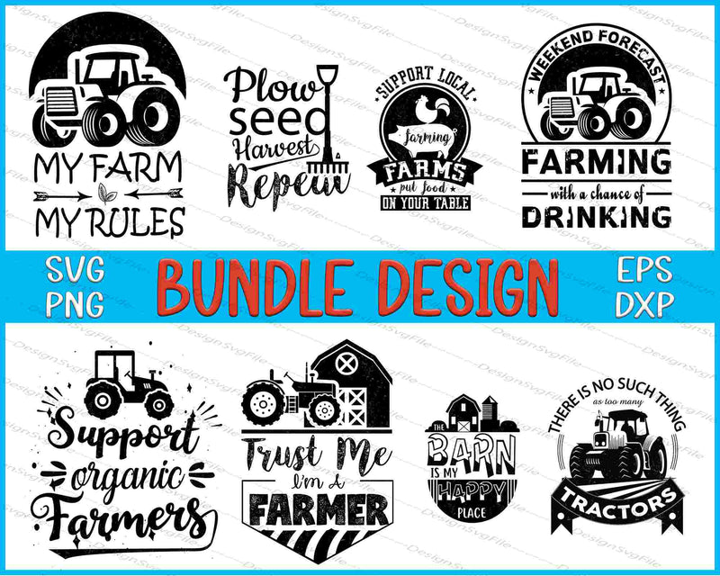 Farm Bundle SVG, Tractors PNG