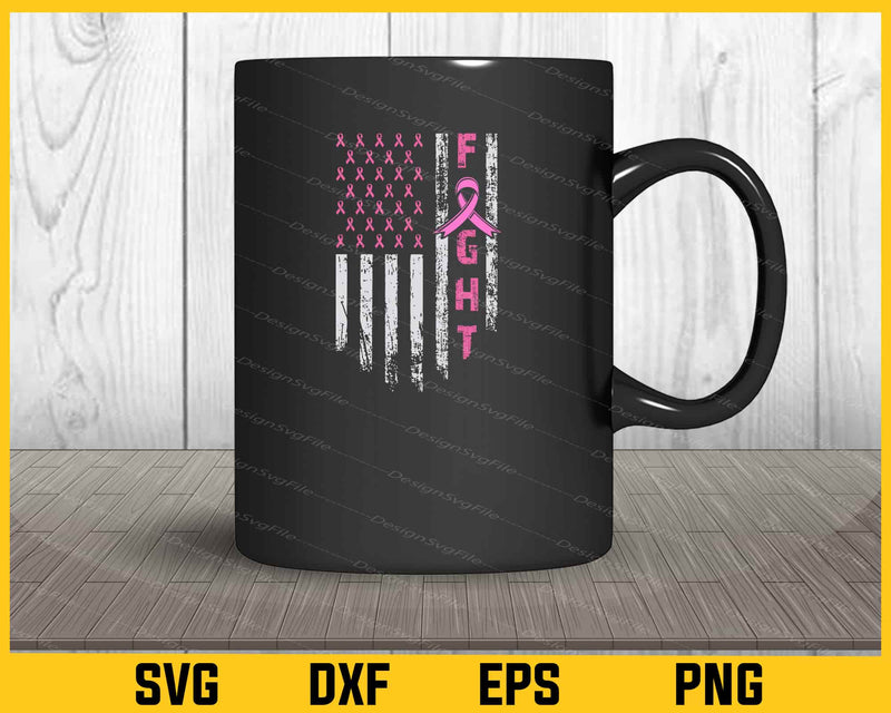 Fight Breast Cancer American Flag Svg Cutting Printable File