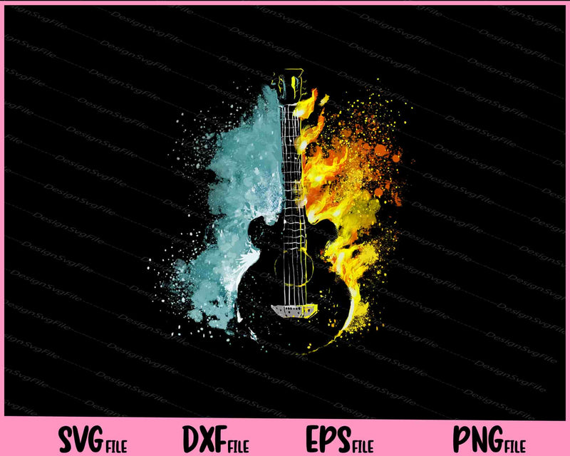 Fire And Water Guitar Music Svg Cutting Printable Files  - Premium Cutting Files in SVG, PNG & EPS Formats - Premium SVG Cutting Files for Crafts