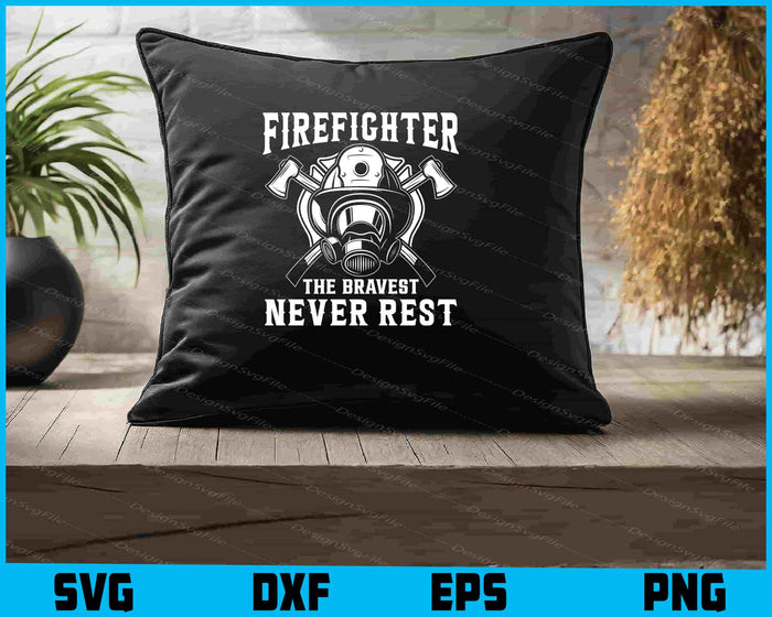Collection of firefighter-themed designs with text and graphics on a black background.