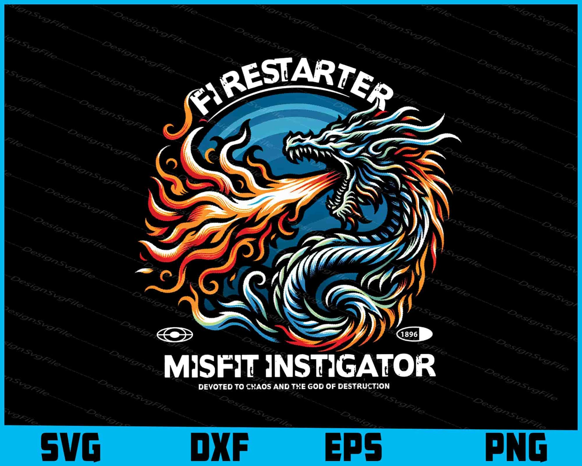 Firestarter Misfit Instigator Dragon SVG PNG Printable File  - Premium Cutting Files in SVG, PNG & EPS Formats - Premium SVG Cutting Files for Crafts