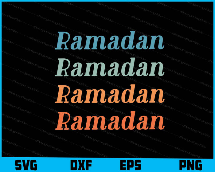 Collection of Ramadan-themed designs with text and graphics on a black background.